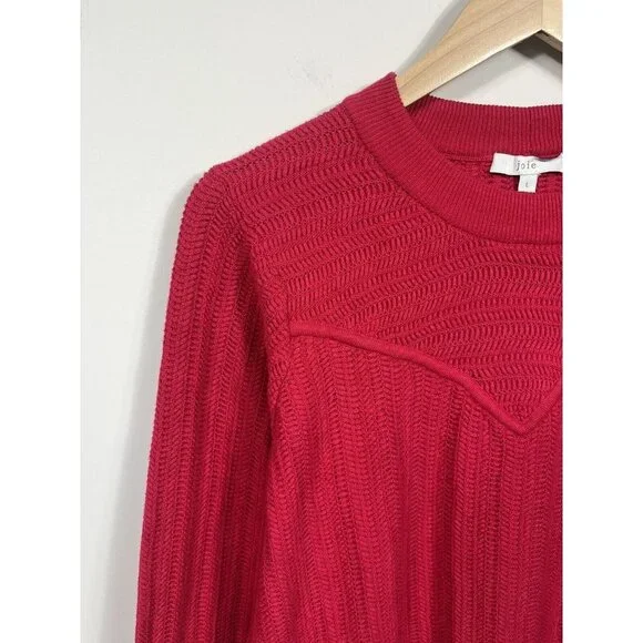 Joie Womens Sweater Large Pink Crew Neck Balloon Sleeve 100% Cotton - Picture 3 of 10